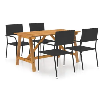 5 Piece Garden Dining Set Black