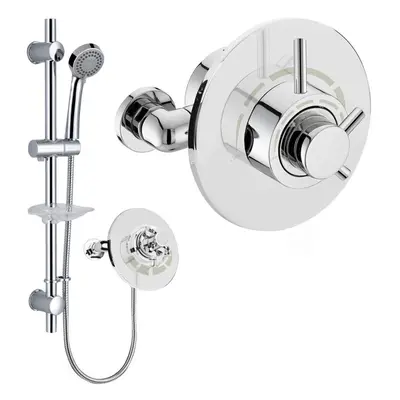 Emso Round Exposed/Concealed Thermostatic Shower Valve, Slider Rail Handset Kit