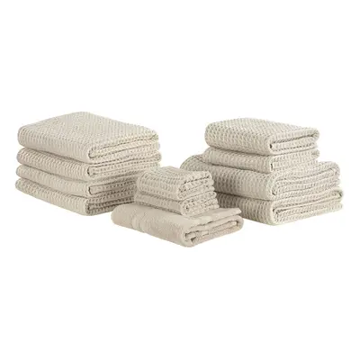 Set of Cotton Towels Beige AREORA