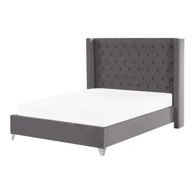 Bed LUBBON x cm (EU King Size) Velvet Grey