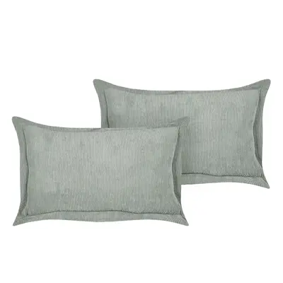 Set of Corduroy Cushions x cm Light Green ZINNIA