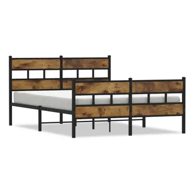 vidaXL Metal Bed Frame without Mattress Home Bed Base Smoked Oak 160x200 cm