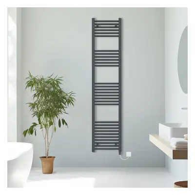 (Anthracite, 1800x400mm) Prefilled Electric Straight Heated Towel Rail Radiator Ladder Warmer