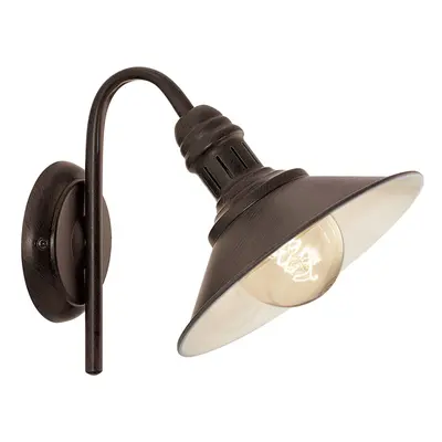 LED Wall Light / Sconce Antique Brown & Beige Steel Shade x 60W E27 Bulb