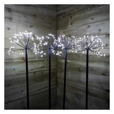 4 x 100cm Cool White Christmas Sputnik Sparkler Path Lights with LEDs