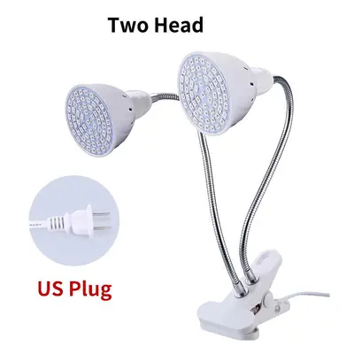 (Two heads -US Plug, leds) Phytolamp Full Spectrum LED Grow Light E27 Phyto Lamp for Plants Plan