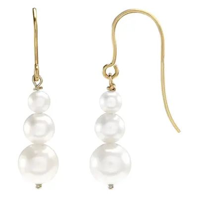 Jewelco London Ladies 9ct Yellow Gold Freshwater Cultured Pearl Snowman Trilogy Easy Hook Drop E