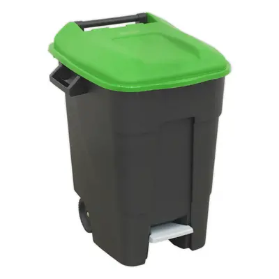 100 Litre Capacity Wheelie Bin with Foot Pedal - Two 200mm Wheels - Green