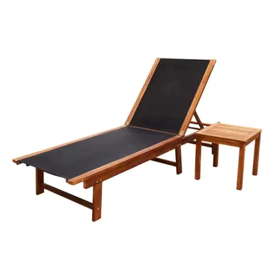 vidaXL Solid Acacia Wood Sun Lounger with Table Outdoor Garden Patio Recliner