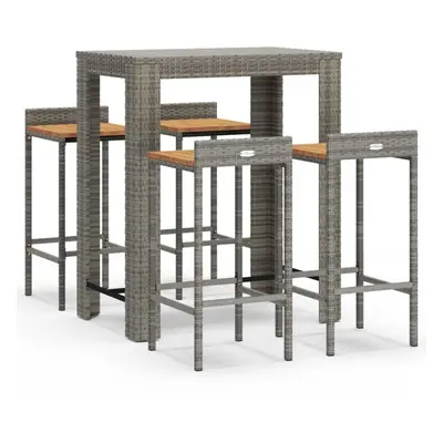 (grey, piece) vidaXL Garden Bar Set Bar Table and Chair Poly Rattan and Solid Wood Acacia