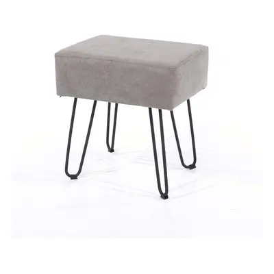 Rectangle Padded Stool Grey Fabric Footstool Fabric Furniture Metal Legs Seat