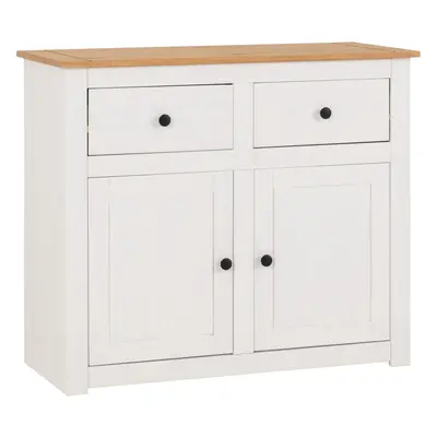 Panama Door Drawer Sideboard in White and Natural Wax Finish