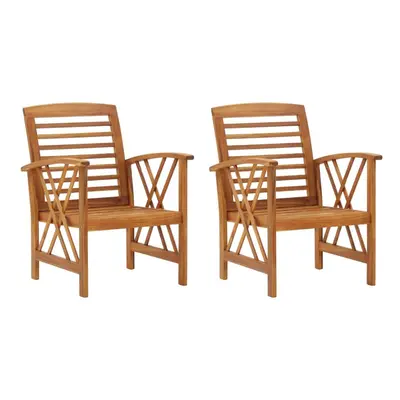 vidaXL Solid Acacia Wood 2x Garden Chairs Wooden Outdoor Dining Seat Armchair