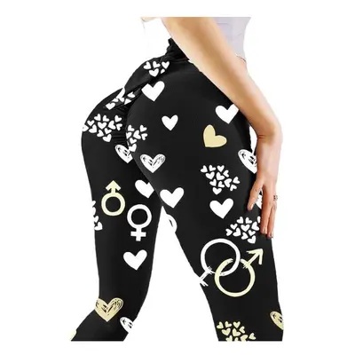 (Black White, M) Wave Point Bow Yoga Pants for Women Push Up Workout Sport Fitness High Waist Sq