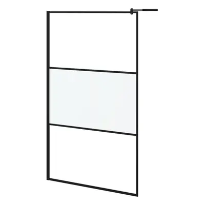 vidaXL Walk-in Shower Wall 115x195 cm Half Frosted ESG Glass Black Shower Wall