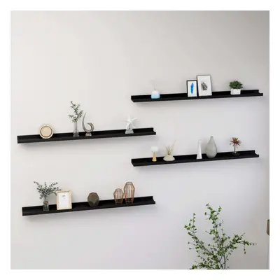 vidaXL 4x Wall Shelves Black 100x9x3 cm Hanging Display Racks Furniture Home