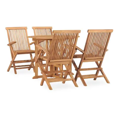 vidaXL Solid Teak Wood Folding Outdoor Dining Set Piece Outdoor Furniture