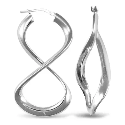 Jewelco London Sterling Silver Fig. of eight Hoop Earrings - Ladies - AER031