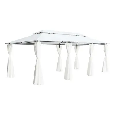 vidaXL Gazebo with Curtains White 180g/mÂ² Canopy Shelter Tent Garden Marquee