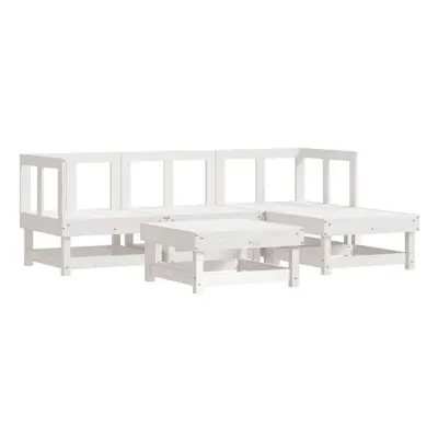 (white) vidaXL Garden Lounge Set Outdoor Modular Sofa Set Piece Solid Wood Pine