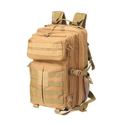 (Khaki) 45L 900D Waterproof Tactical Backpack Oxford Cloth Molle Military Outdoor Bag Traveling 