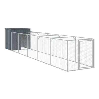 (anthracite, x x cm) vidaXL Dog House Dog Kennel with Run Dog Cage Anthracite Galvanised Steel