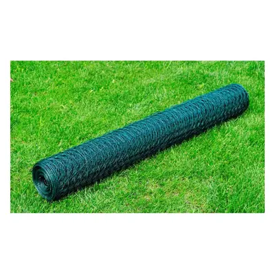 vidaXL Chicken Wire Fence with PVC Coating Mesh Wire Netting 25x1 m Green