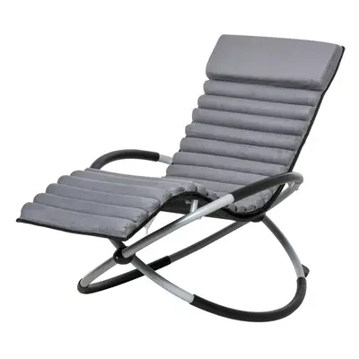 Outsunny Breathable Mesh Rocking Chair Design Orbital Mat Removable Black Grey