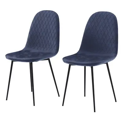 (Blue, 2) Luton Velvet Dining Chair Set Kitchen Room Home