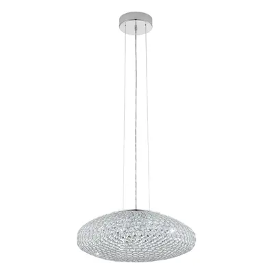 Pendant Ceiling Light Colour Chrome Plated Shade Clear Crystal Bulb E27 3x60W