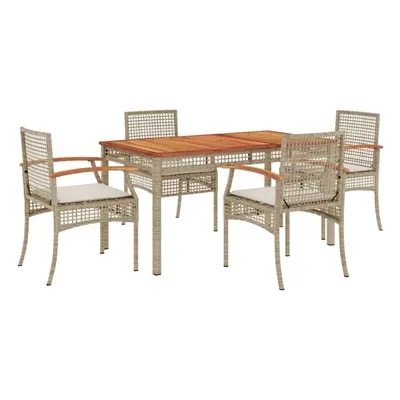 vidaXL Garden Dining Set Piece with Cushions Outdoor Chair Beige Poly Rattan