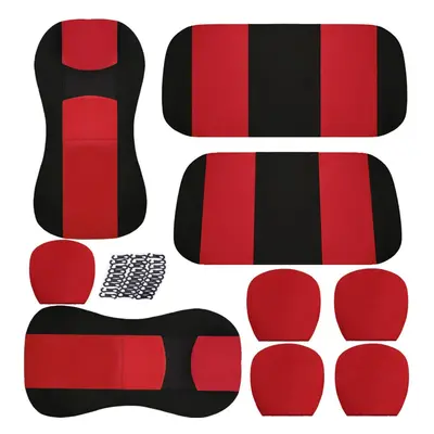 (Red) Universal Car Seat Cover Auto Interior Decoration Protectors Full Surround Headrest and Pa