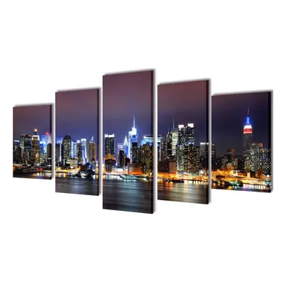 (Colourful New York, x cm) vidaXL Canvas Wall Print Set Home Artwork 200x100cm/100X50cm Multi Mo