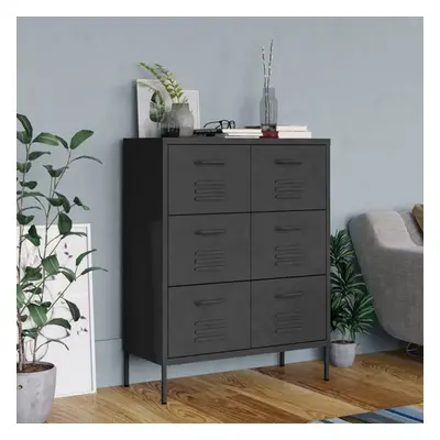 vidaXL Drawer Cabinet Anthracite Steel Sideboard Bookcase Storage Cabinet