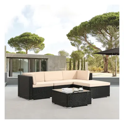 AREBOS Polyrattan garden furniture garden set lounge set seating group black palma