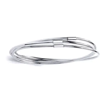 Jewelco London Ladies Sterling Silver Russian Wedding Bangle Bracelet x 1.5mm - BRC130