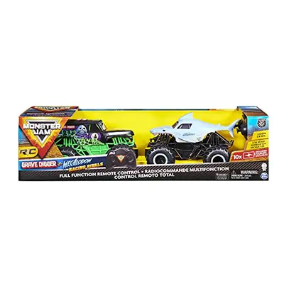 Monster Jam, Amazon Exclusive Official Grave Digger Vs. Megalodon Racing Rivals Remote Control T