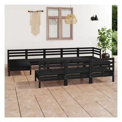 vidaXL Garden Lounge Set Outdoor Lounge Set Piece Black Solid Wood Pine