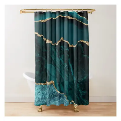 Shower Curtains Amazing Blue and Teal Faux Malachite Marble for Bathroom Decor 72x72 inches