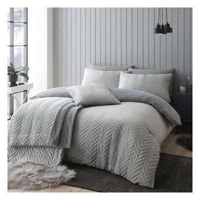 So Soft Velvet Zig Zag Pinsonic Duvet Cover Grey Double