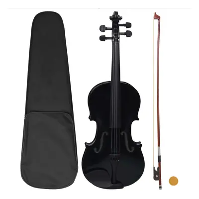 vidaXL Violin Full Set with Bow and Chin Rest Black 4/4 Musical Instrument