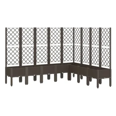 (brown, x x cm) vidaXL Garden Planter with Trellis Patio Flower Pot Planter Box Light Grey PP