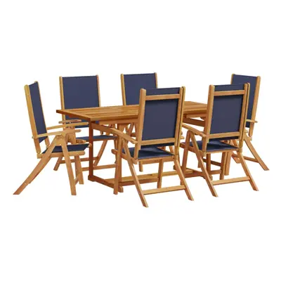 (blue, piece/rectangular) vidaXL Garden Dining Set Piece Table & Chair Solid Wood Acacia and Tex