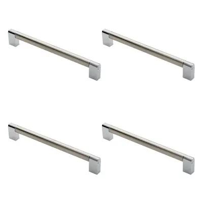 4x Multi Section Straight Pull Handle 224mm Centres Satin Nickel Polished Chrome