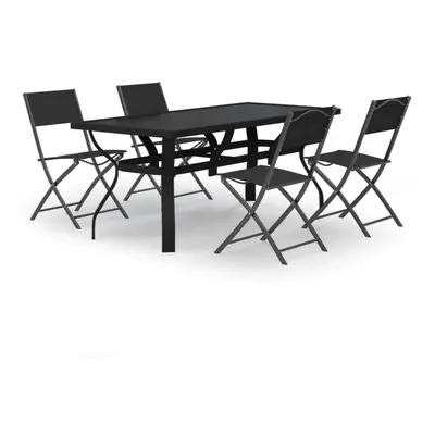 (140 cm table length/5) vidaXL Garden Dining Set Grey and Black cm/180 cm Table Length 5/7/9 Pie