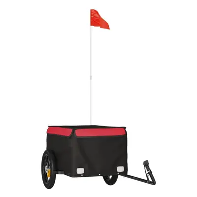 (red) vidaXL Bike Cargo Trailer Bike Carriage Bicycle Wagon Trailer with Flag Iron