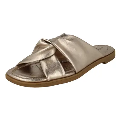 (Gold, UK 7) Ladies Clarks Knot Detailed Mule Sandals Reyna Twist