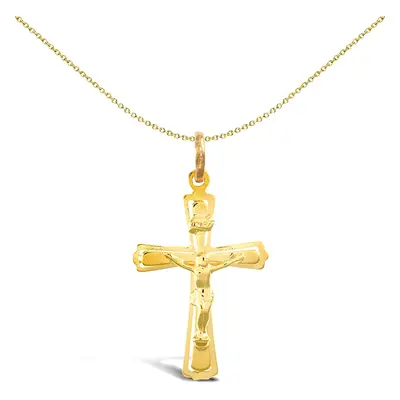 Jewelco London 9ct Yellow Gold light weight raised crucifix pendant - JPX022