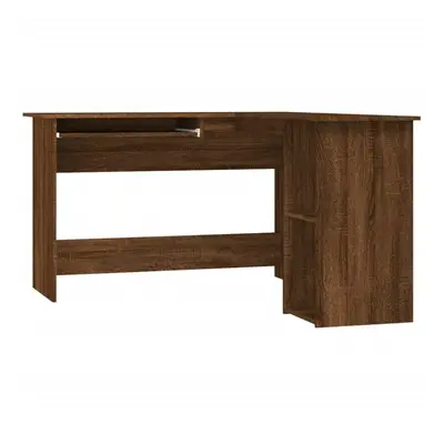 (brown oak) vidaXL Corner Desk Computer Desk Study L-shaped Desk Table Engineered Wood