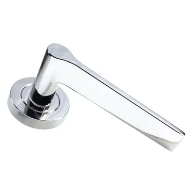 PAIR Straight Rounded Handle on Round Rose Concealed Fix Polished Nickel